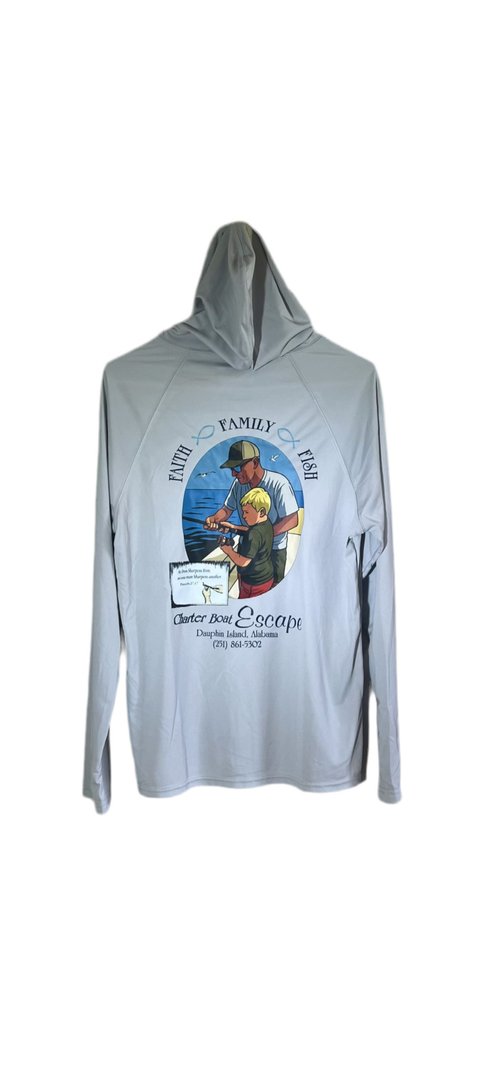 Hooded Dry Fit Long Sleeve -  Faith Family Fish Design