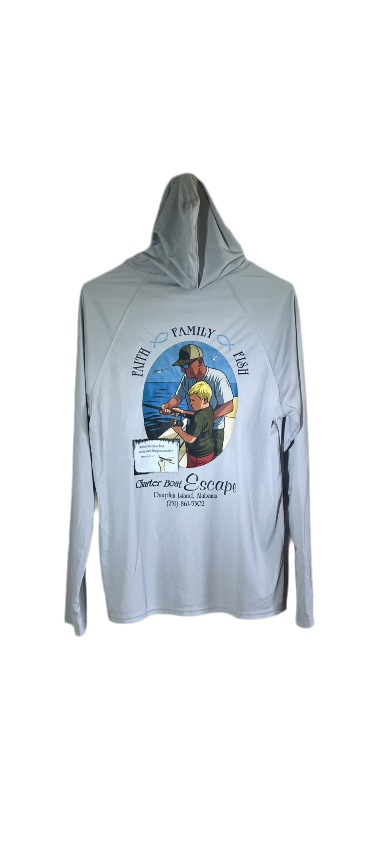 Hooded Dry Fit Long Sleeve -  Faith Family Fish Design