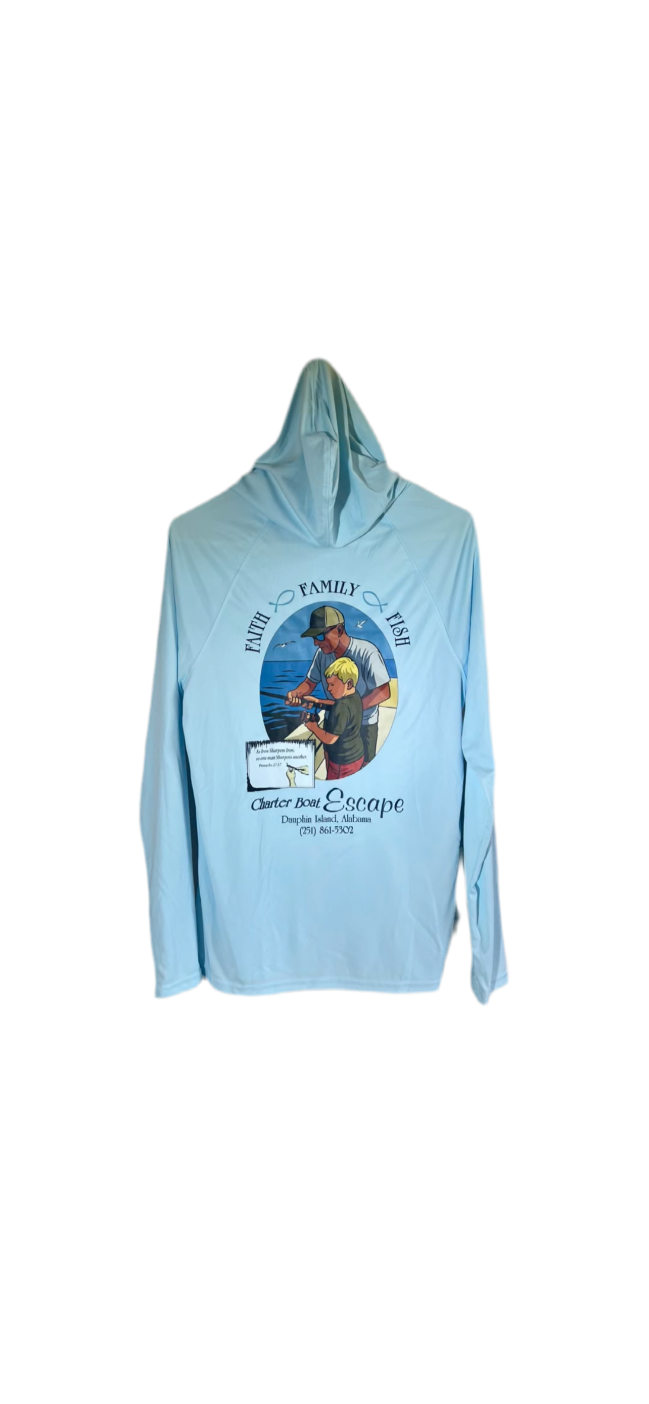 Hooded Dry Fit Long Sleeve -  Faith Family Fish Design