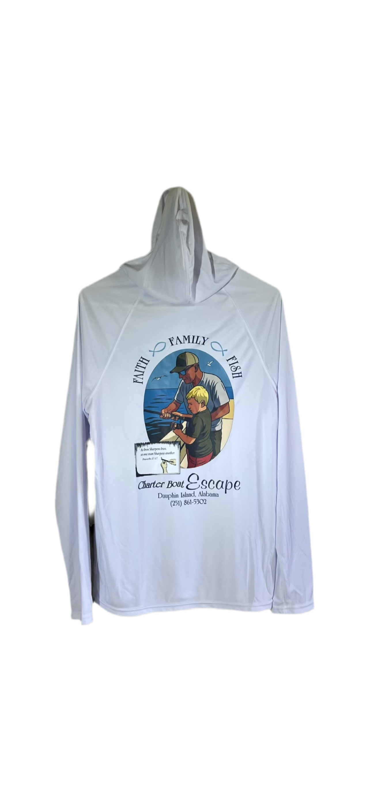 Hooded Dry Fit Long Sleeve -  Faith Family Fish Design